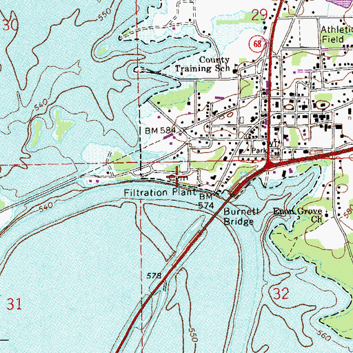 Topographic Map of Cedar Bluff Cemetery, AL