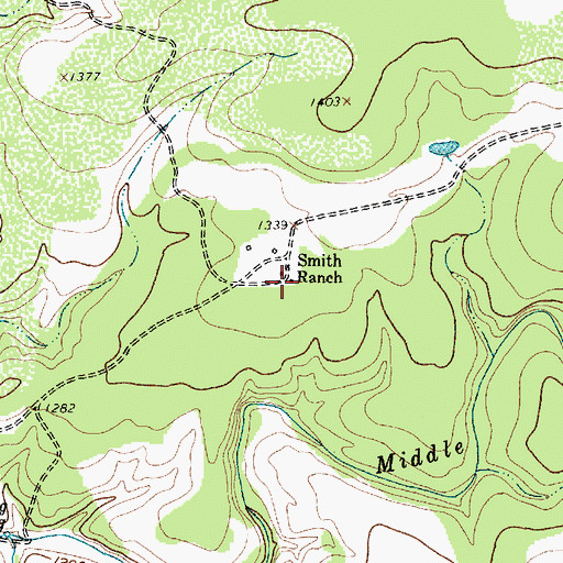 Topographic Map of Smith Ranch, TX