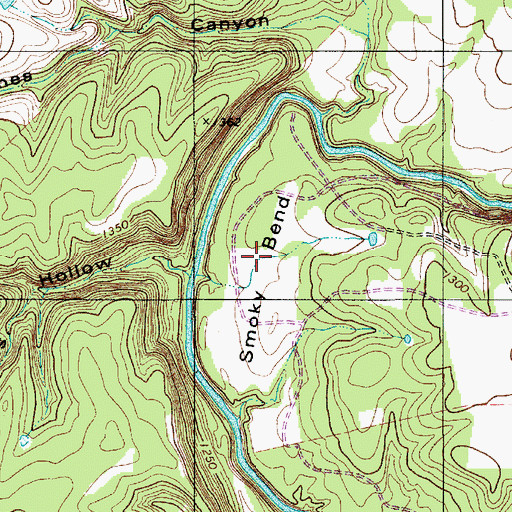 Topographic Map of Smoky Bend, TX