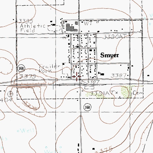 Topographic Map of Smyer, TX