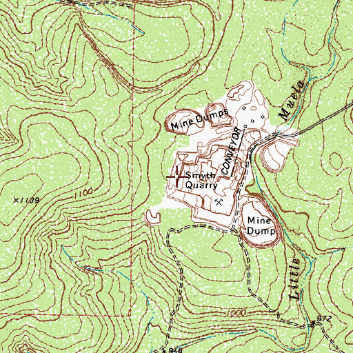 Topographic Map of Smyth Quarry, TX