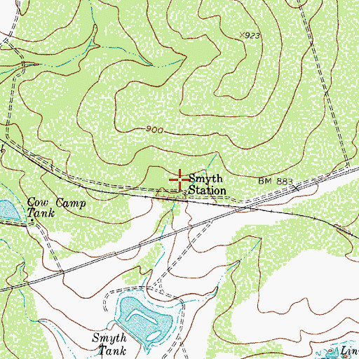 Topographic Map of Smyth Station, TX