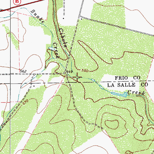 Topographic Map of Snake Creek, TX