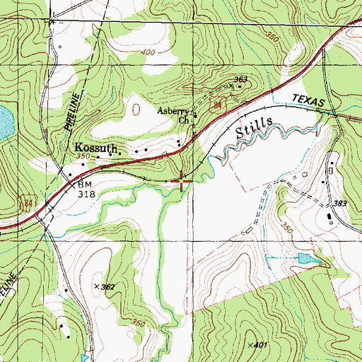 Topographic Map of Snake Creek, TX