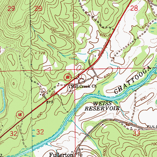 Topographic Map of Cedar Springs (historical), AL