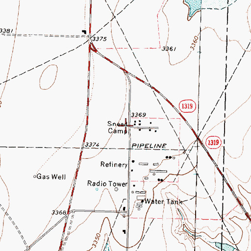 Topographic Map of Sneed Camp, TX
