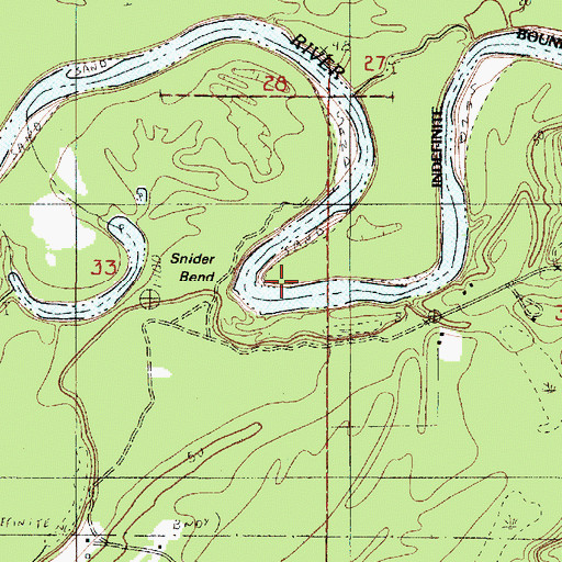 Topographic Map of Snider Bend, TX