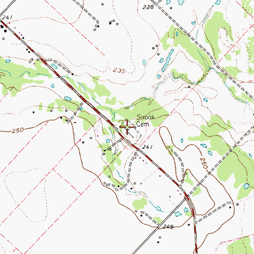 Topographic Map of Snock Cemetery, TX