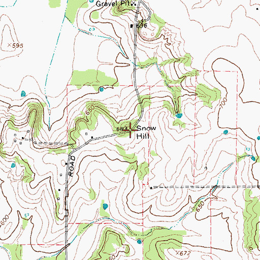 Topographic Map of Snow Hill, TX