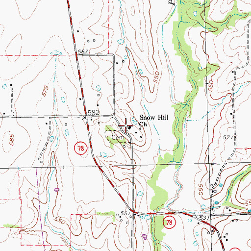Topographic Map of Snow Hill Church, TX