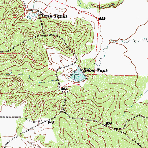 Topographic Map of Snow Tank, TX