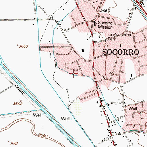 Topographic Map of Socorro Lateral, TX