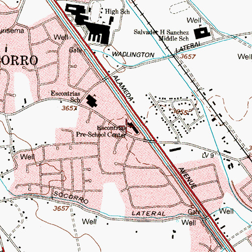 Topographic Map of Socorro School, TX