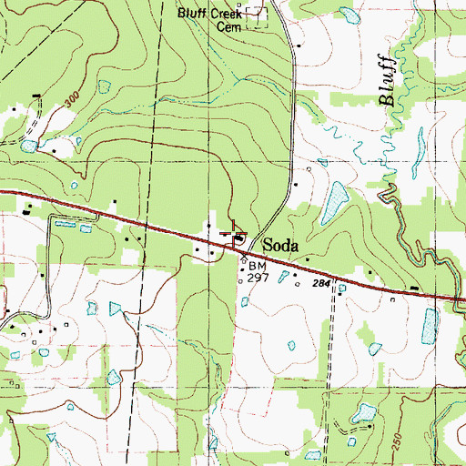 Topographic Map of Soda Church, TX
