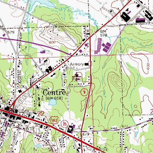 Topographic Map of Centre City Park, AL