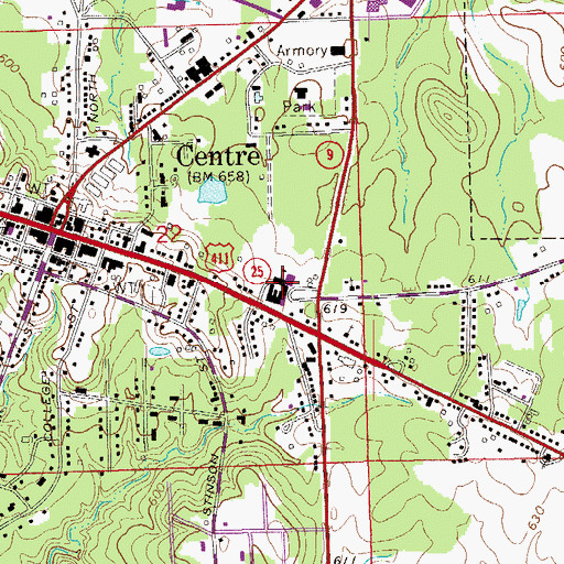Topographic Map of Centre Elementary School, AL