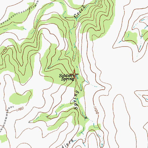 Topographic Map of Soldiers Spring, TX