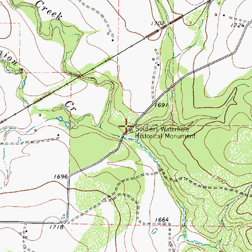 Topographic Map of Soldiers Waterhole Historical Monument, TX