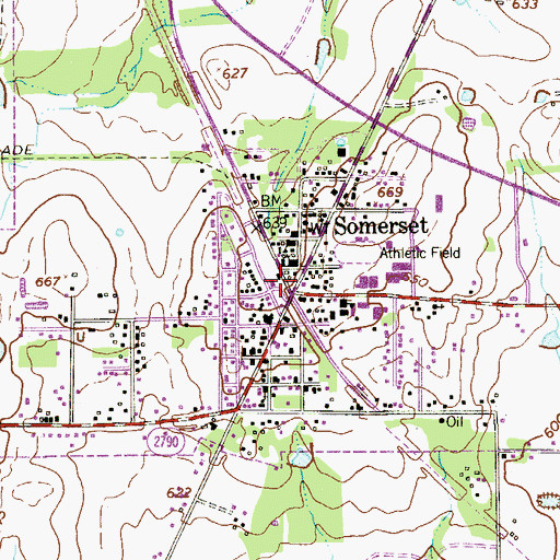 Topographic Map of Somerset, TX