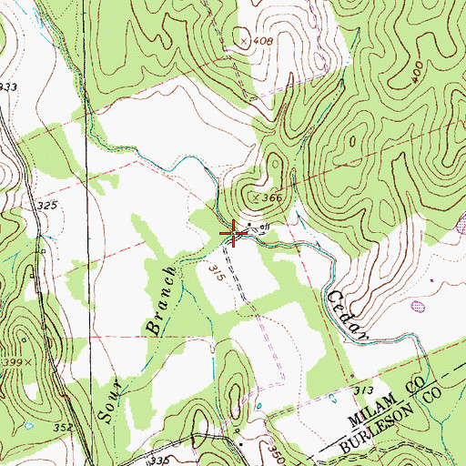 Topographic Map of Sour Branch, TX