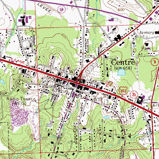 Topographic Map of Cherokee County Courthouse, AL