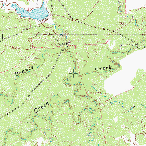 Topographic Map of South Beaver Creek, TX