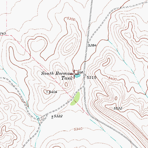 Topographic Map of South Beeman Tank, TX