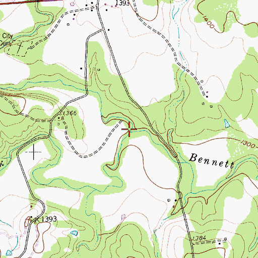 Topographic Map of South Bennett Creek, TX