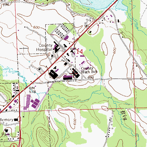 Topographic Map of Cherokee County High School, AL