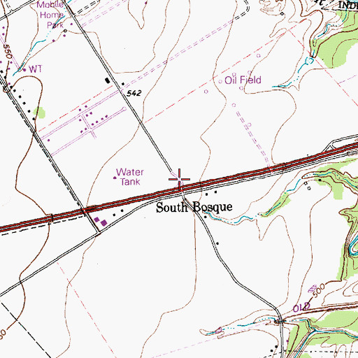 Topographic Map of South Bosque, TX