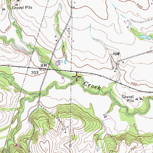Topographic Map of South Branch Choctaw Creek, TX