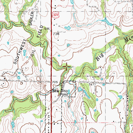 Topographic Map of South Branch Big Mineral Creek, TX