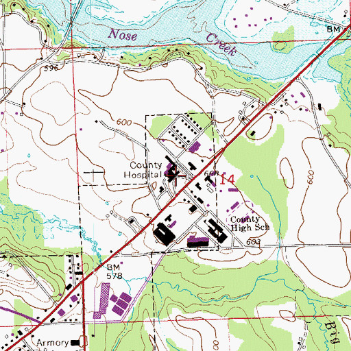 Topographic Map of Cherokee County Health and Rehabilitation Center, AL