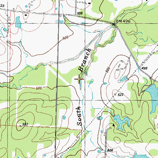 Topographic Map of South Branch Pine Creek, TX