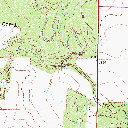 Topographic Map of South Buck Creek, TX