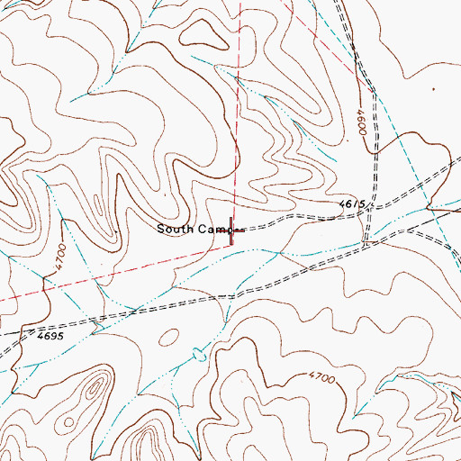 Topographic Map of South Camp, TX