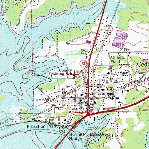 Topographic Map of Cherokee County Training School, AL
