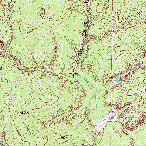 Topographic Map of South Camp Hollow, TX