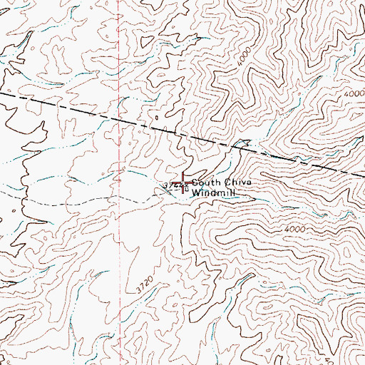 Topographic Map of South Chiva Windmill, TX