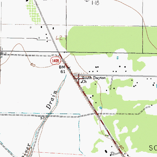 Topographic Map of South Dayton Church, TX