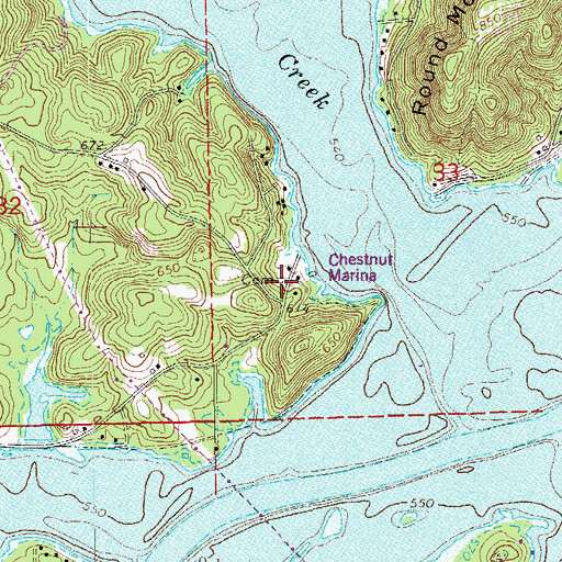 Topographic Map of Chesnut Cemetery, AL