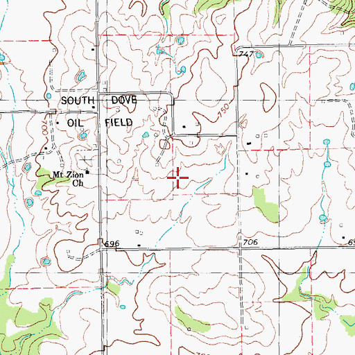Topographic Map of South Dove Oil Field, TX
