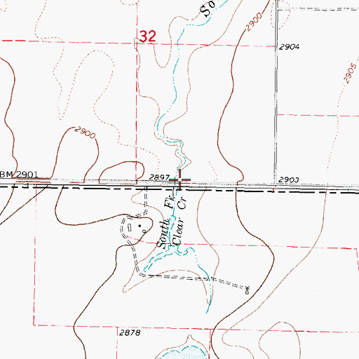 Topographic Map of South Fork Clear Creek, TX