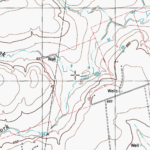 Topographic Map of South Fork Mustang Creek, TX