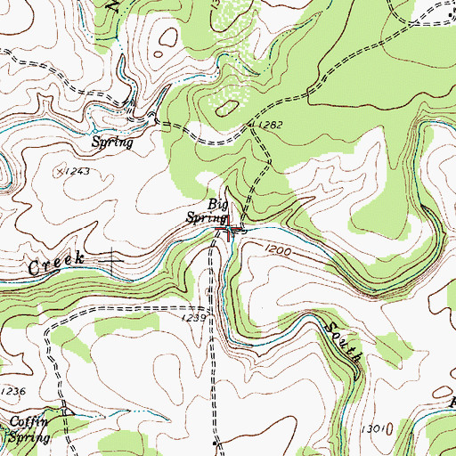 Topographic Map of South Fork Yancy Creek, TX