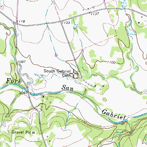 Topographic Map of South Gabriel Cemetery, TX