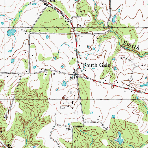 Topographic Map of South Gale, TX