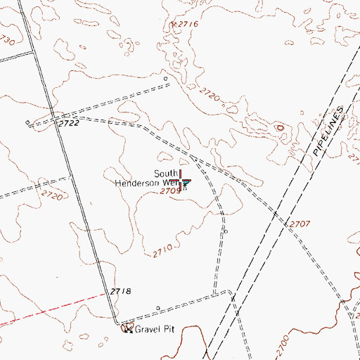 Topographic Map of South Henderson Well, TX