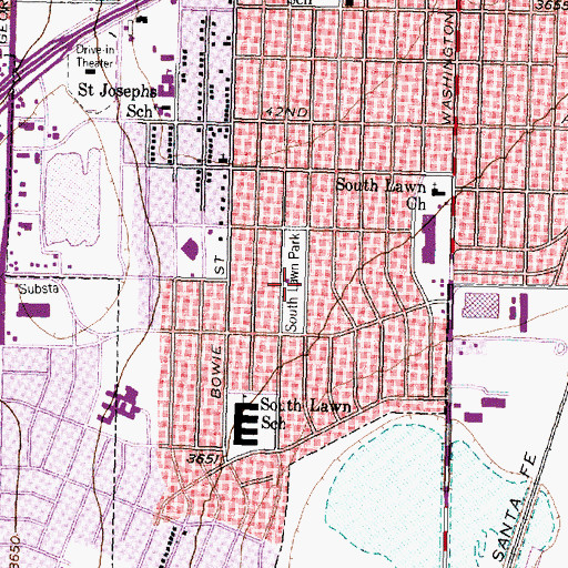 Topographic Map of South Lawn Park, TX