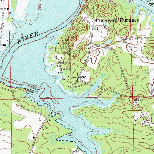 Topographic Map of Cornwall, AL